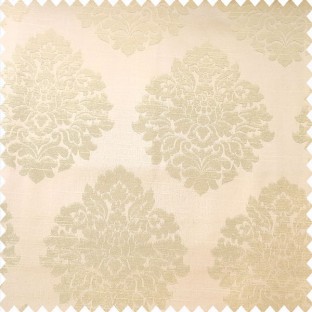Beige color traditional damask designs texture finished surface swirls horizontal lines polyester main curtain